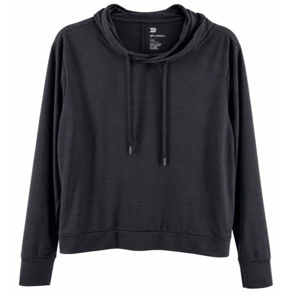 Women’s All In Motion Cropped Hooded Pullover Sweatshirt XXL Grey Lightweight